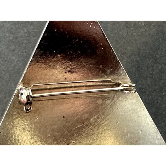 Judy Chicago 1987 triangle Holocaust Project brooch pin signed black white ename - Picture 7 of 16